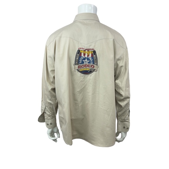Wrangler 2007 National Finals Rodeo NFR Western Cowboy Shirt Mens 3XL Tan L/S - Picture 9 of 13